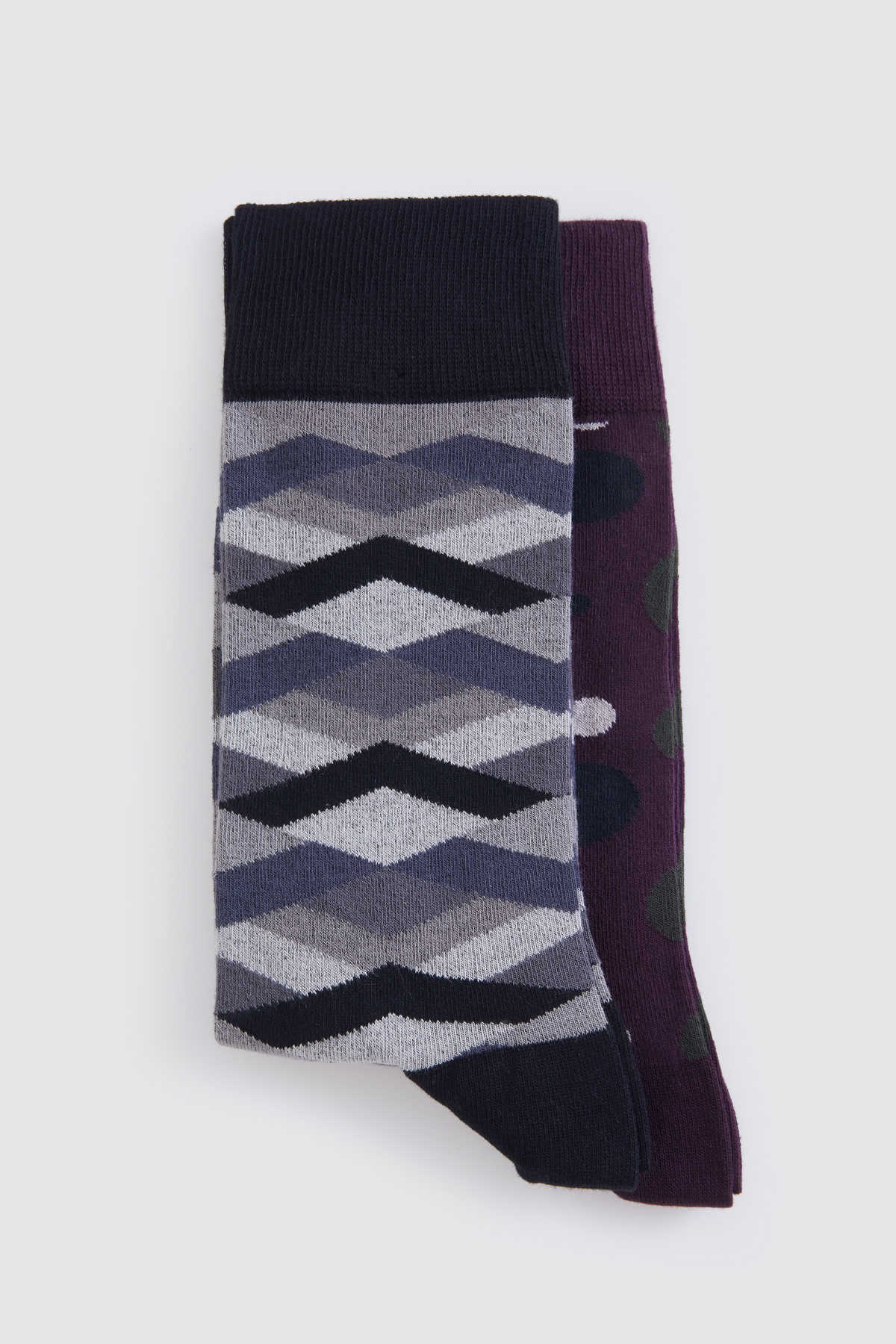 Patterned Cotton Black - Burgundy Socks - MIB