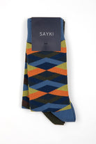 Patterned Cotton Blue - Khaki Socks - MIB