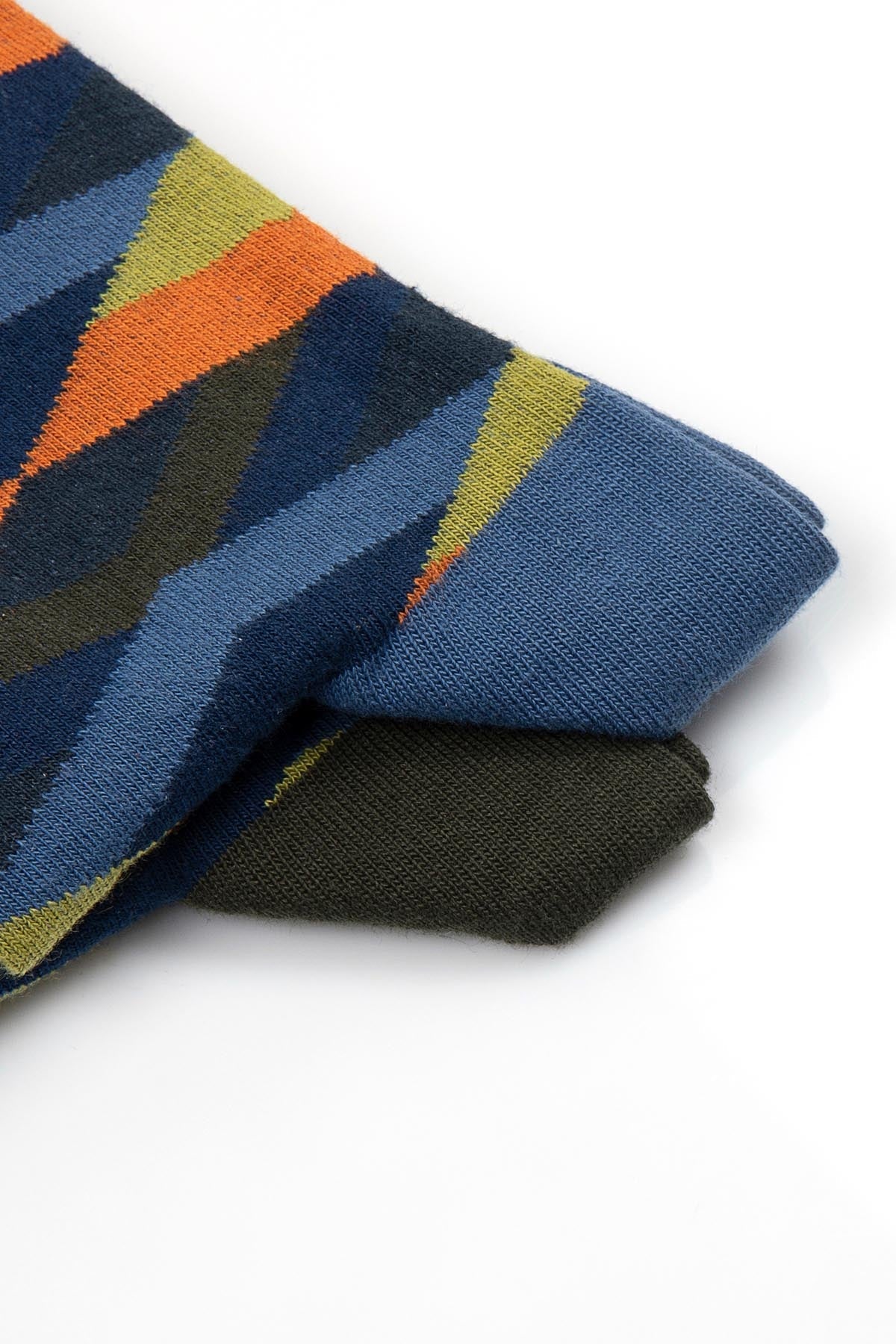 Patterned Cotton Blue - Khaki Socks - MIB