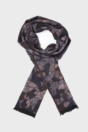 Patterned Navy - Brown Scarf Brown-Beige - MIB