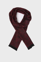 Patterned Navy - Brown Scarf Burgundy-Brown - MIB