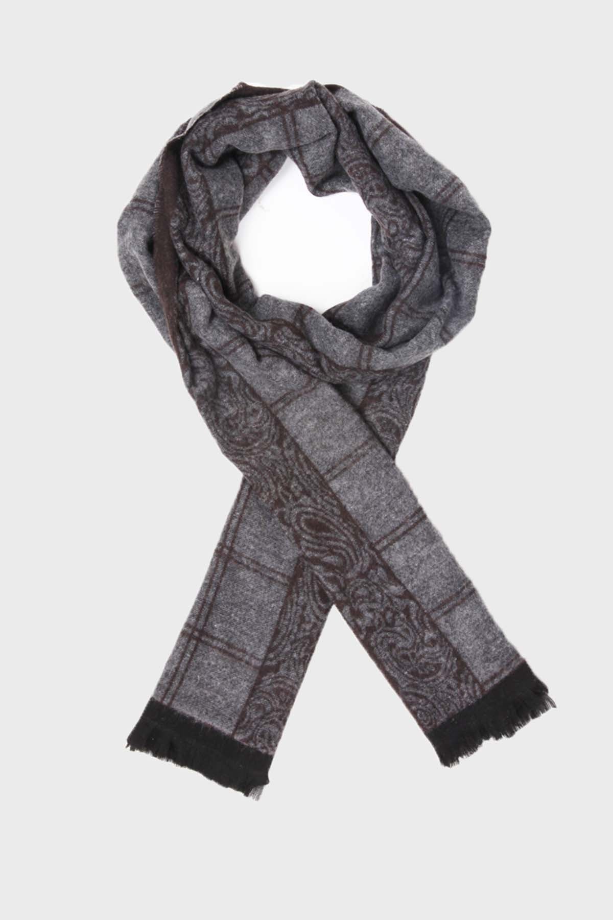 Patterned Navy - Brown Scarf Navy-Gray 1 - MIB