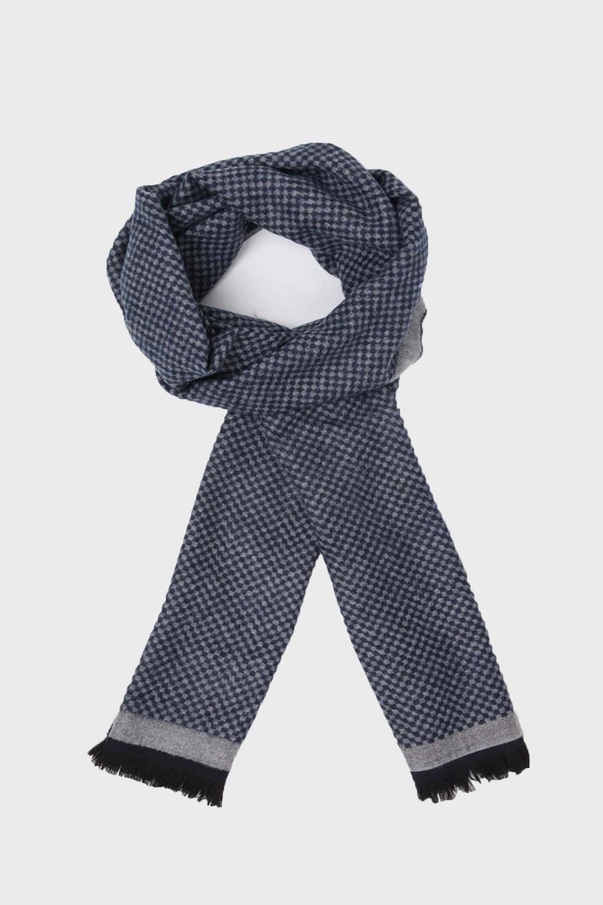 Patterned Navy - Brown Scarf Navy-Gray - MIB