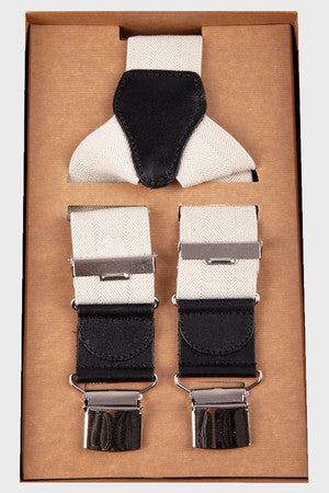 Plain Navy Suspenders Beige - MIB