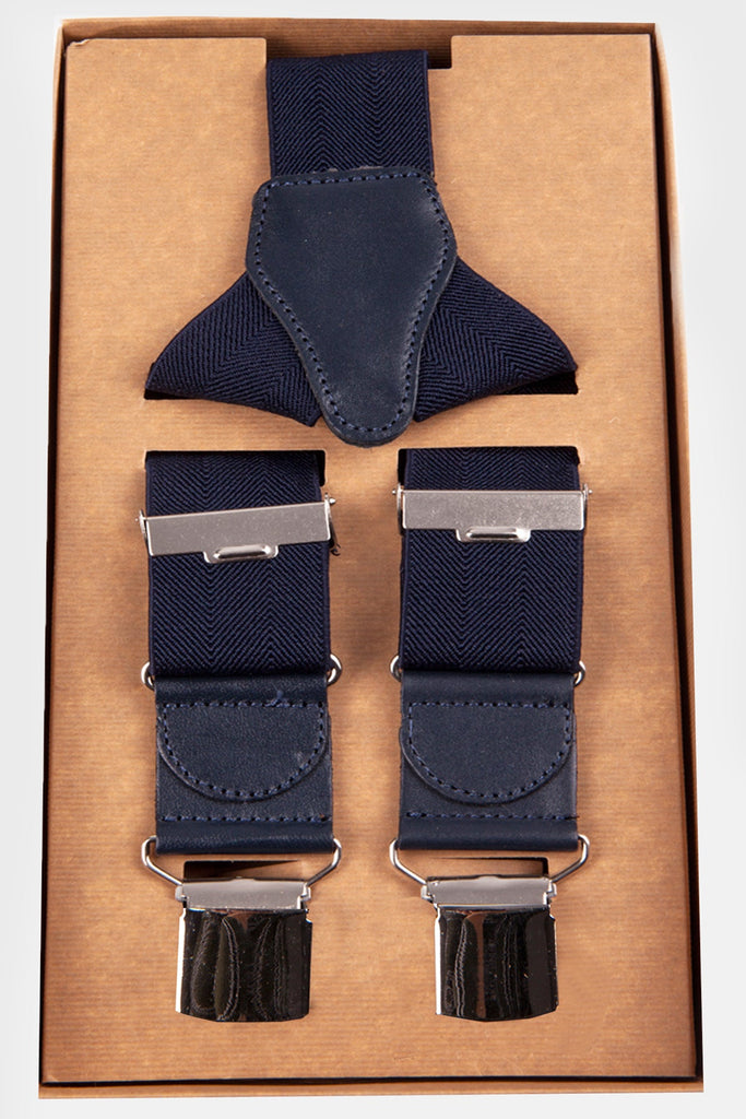 Plain Navy Suspenders Navy - MIB