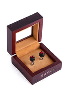 Red Faceted Natural Stone Cufflinks - MIB