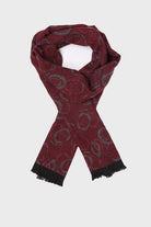 Red - Gray Patterned Scarf - MIB