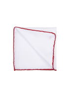 Red Trim Classic White Pocket Square - MIB