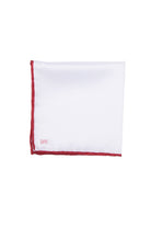 Red Trim Classic White Pocket Square - MIB