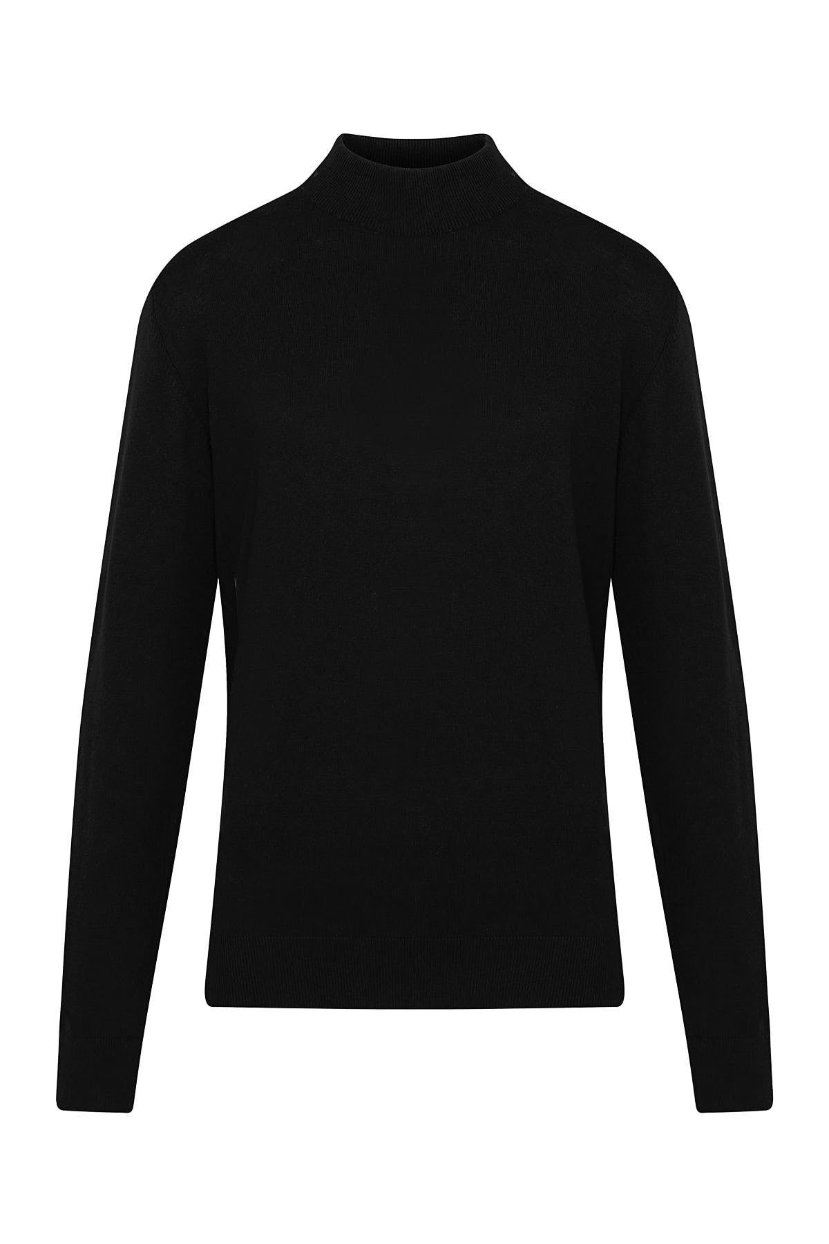 Regular Fit 100% Cotton Black Mock Neck Sweater - MIB