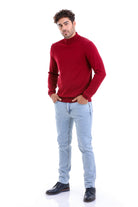 Regular Fit 100% Cotton Burgundy Mock Neck Sweater - MIB