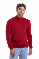 Regular Fit 100% Cotton Burgundy Mock Neck Sweater - MIB