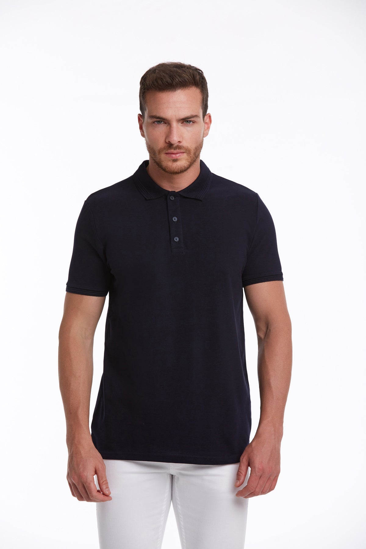 Regular Fit 100% Cotton Navy Basic Polo T-Shirt - MIB