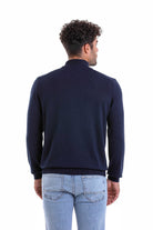 Regular Fit 100% Cotton Navy Mock Neck Sweater - MIB