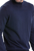 Regular Fit 100% Cotton Navy Mock Neck Sweater - MIB