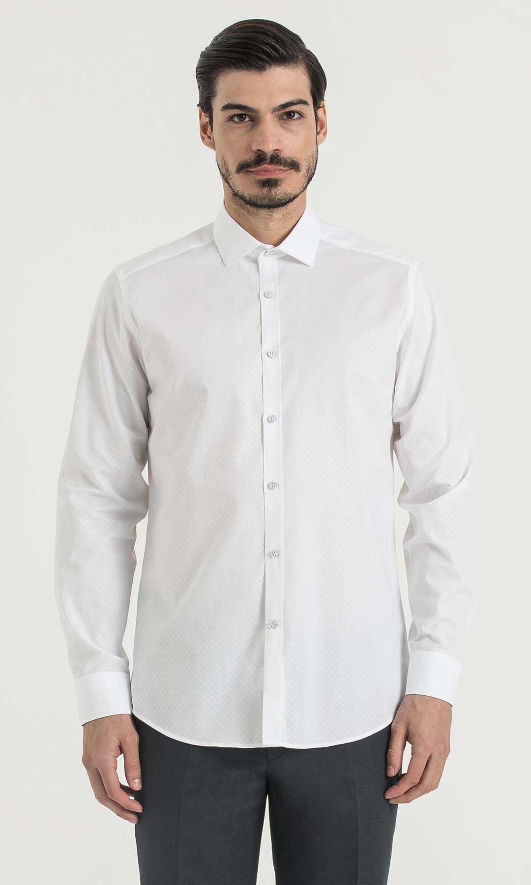 Regular Fit 100% Cotton White Dress Shirt - MIB