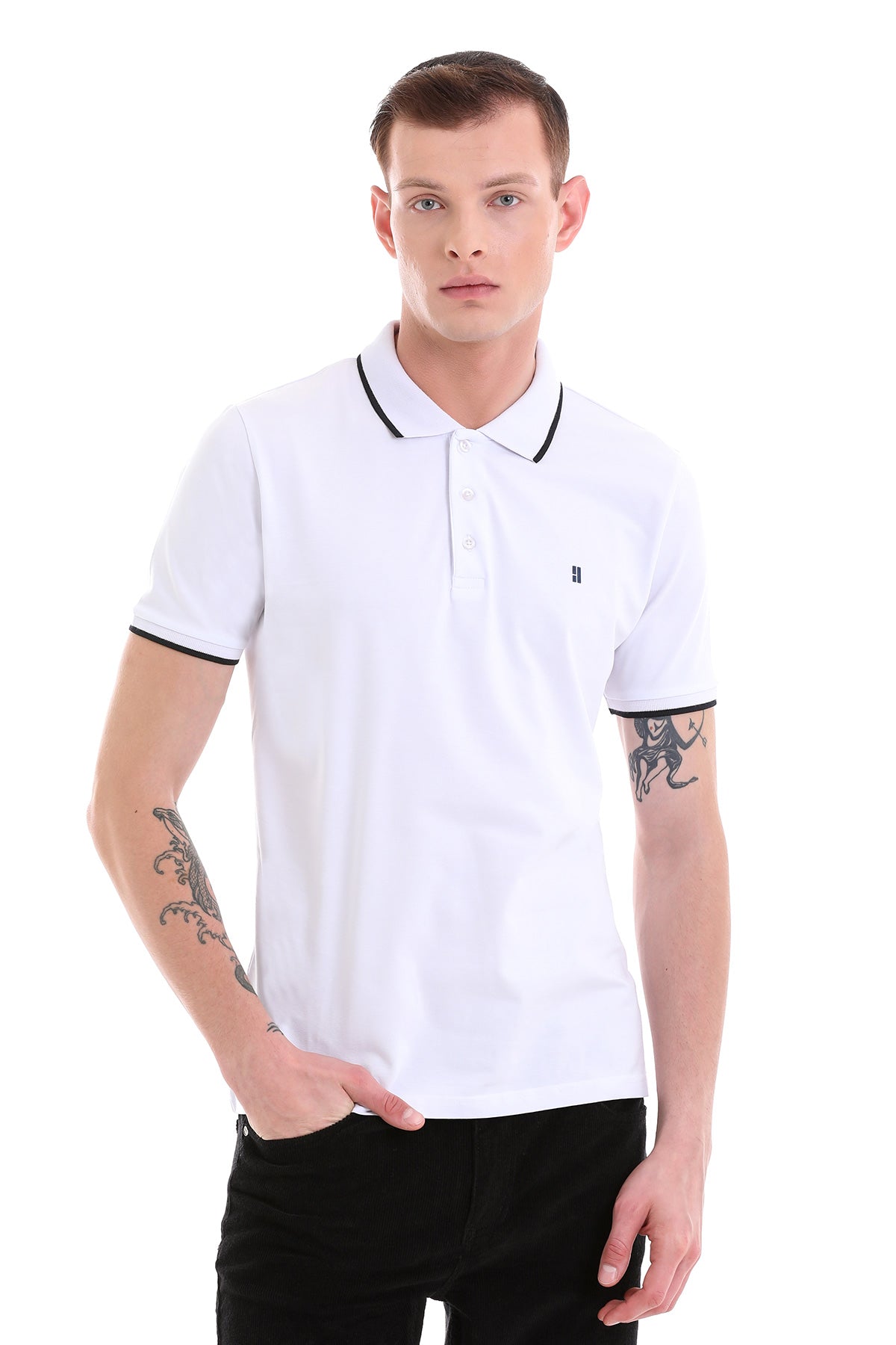 Regular Fit 100% Cotton White Polo T-Shirt - MIB