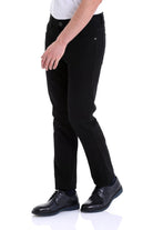 Regular Fit 5 Pocket Low Waist Cotton Black Casual Pants