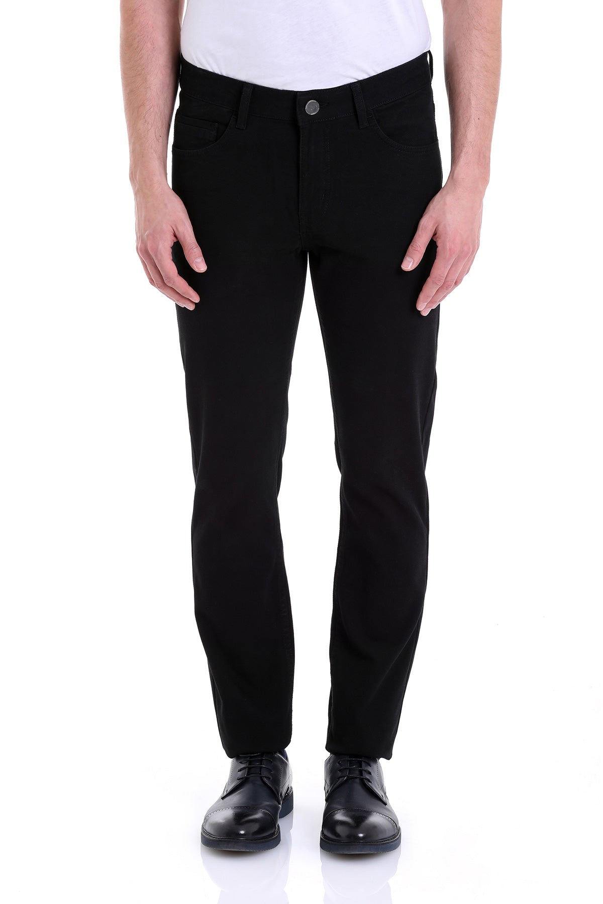 Regular Fit 5 Pocket Low Waist Cotton Black Casual Pants