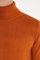 Regular Fit Acrylic Cinnamon Mock Neck Sweatshirt Cinnamon