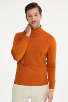 Regular Fit Acrylic Cinnamon Mock Neck Sweatshirt Cinnamon