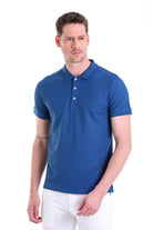 Regular Fit Basic 100% Cotton Indigo Polo T-Shirt - MIB