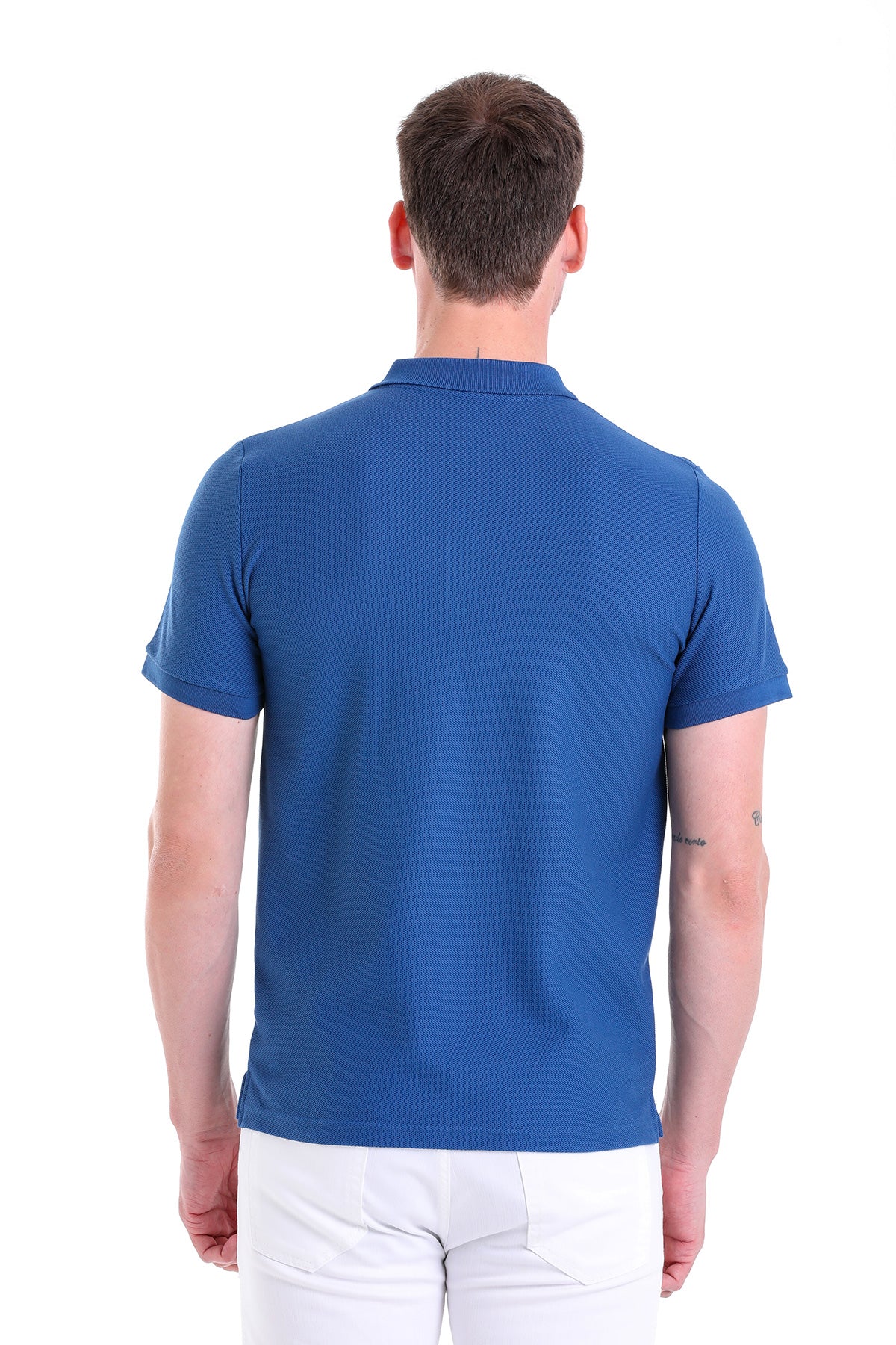 Regular Fit Basic 100% Cotton Indigo Polo T-Shirt - MIB