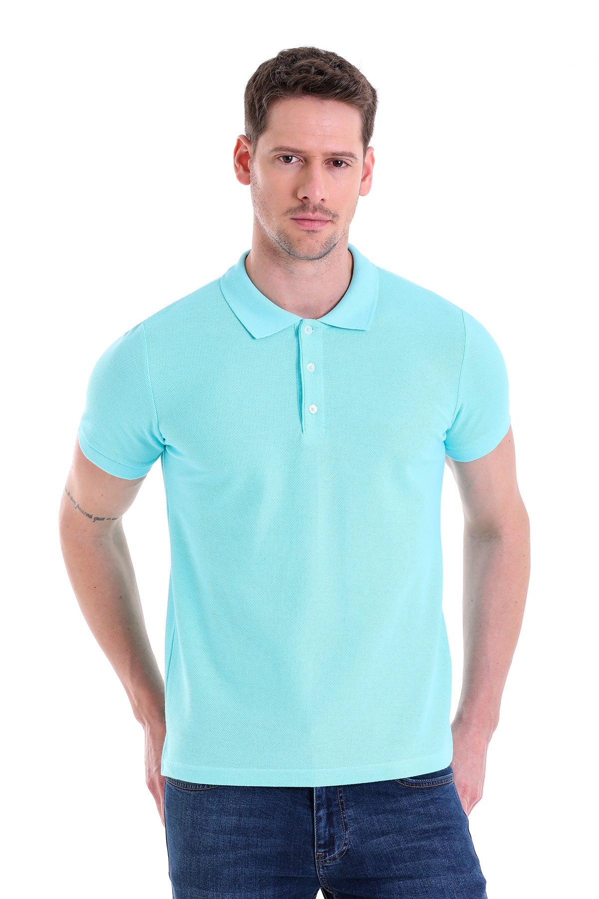 Regular Fit Basic 100% Cotton Mint Polo T-Shirt - MIB