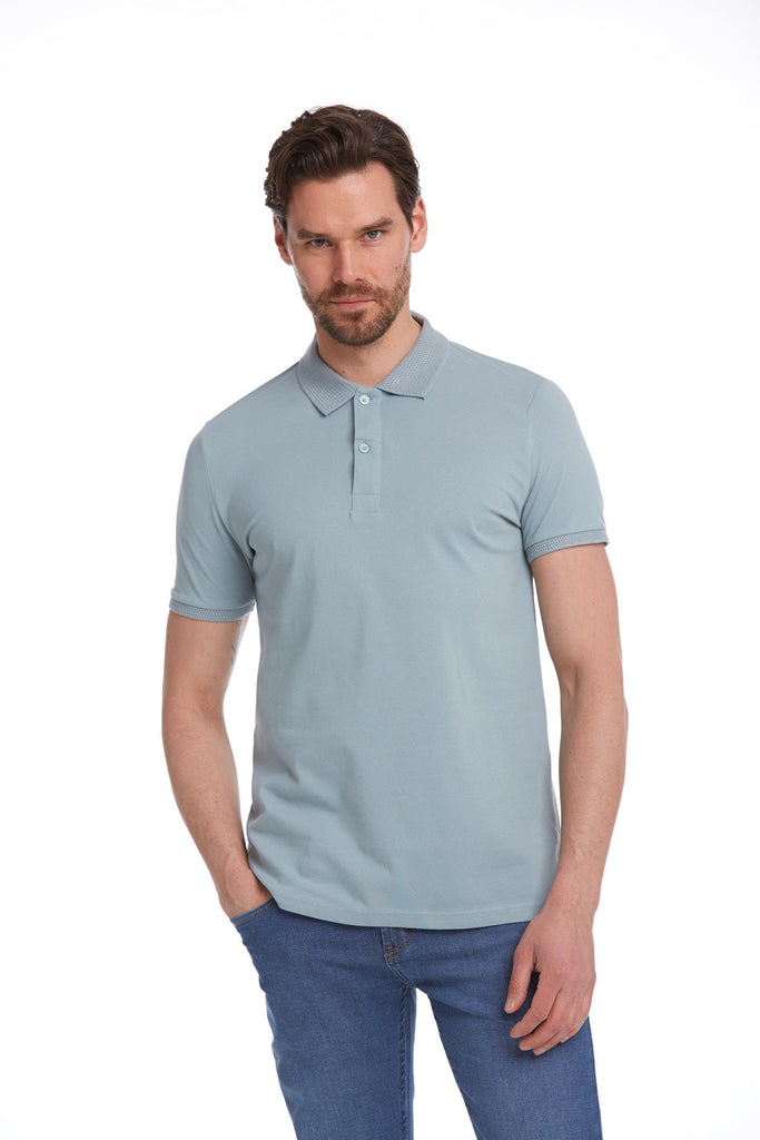Regular Fit Basic Cotton Polo T-shirt Blue - MIB