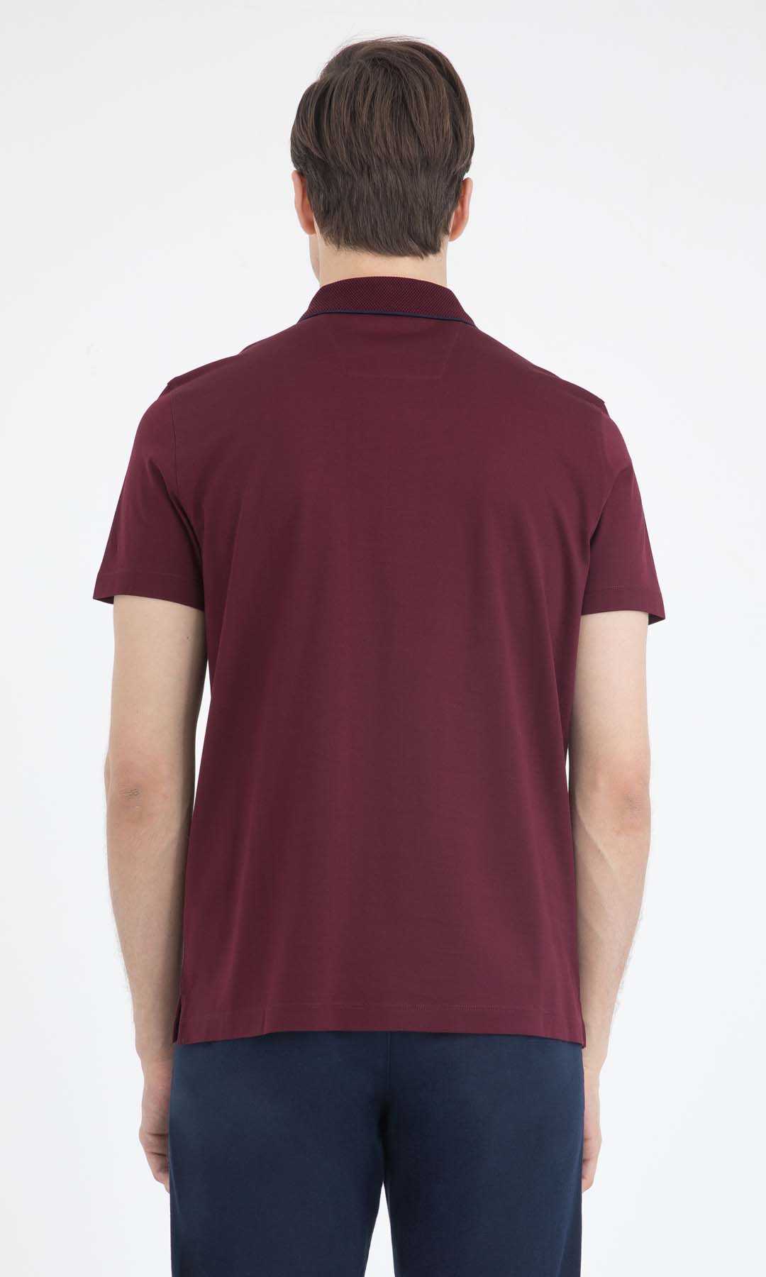 Regular Fit Basic Cotton Polo T-shirt Burgundy - MIB