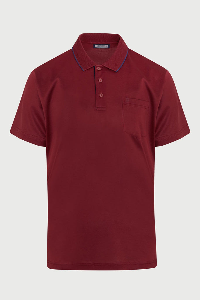Regular Fit Basic Cotton Polo T-shirt Burgundy - MIB
