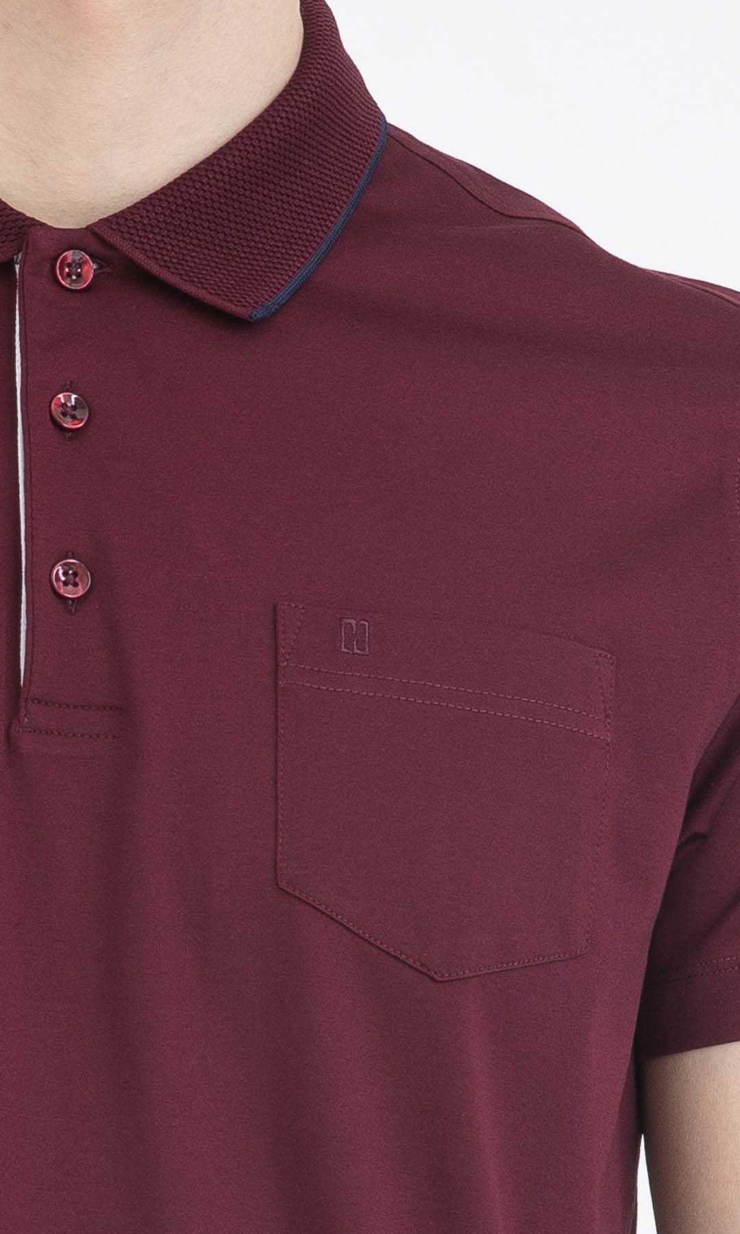 Regular Fit Basic Cotton Polo T-shirt Burgundy - MIB