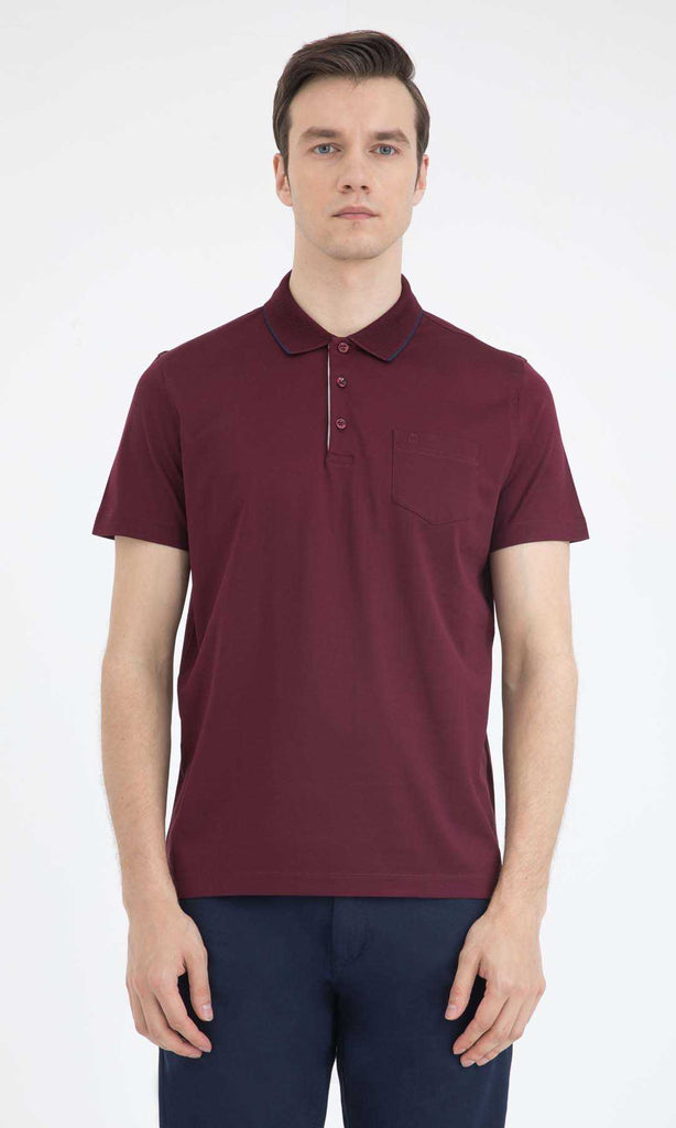 Regular Fit Basic Cotton Polo T-shirt Burgundy - MIB