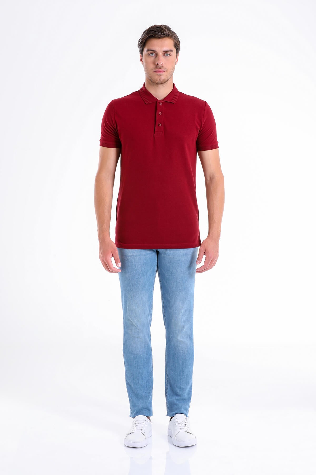 Regular Fit Basic Cotton Polo T-shirt Burgundy - MIB