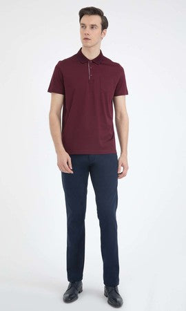 Regular Fit Basic Cotton Polo T-shirt Burgundy - MIB