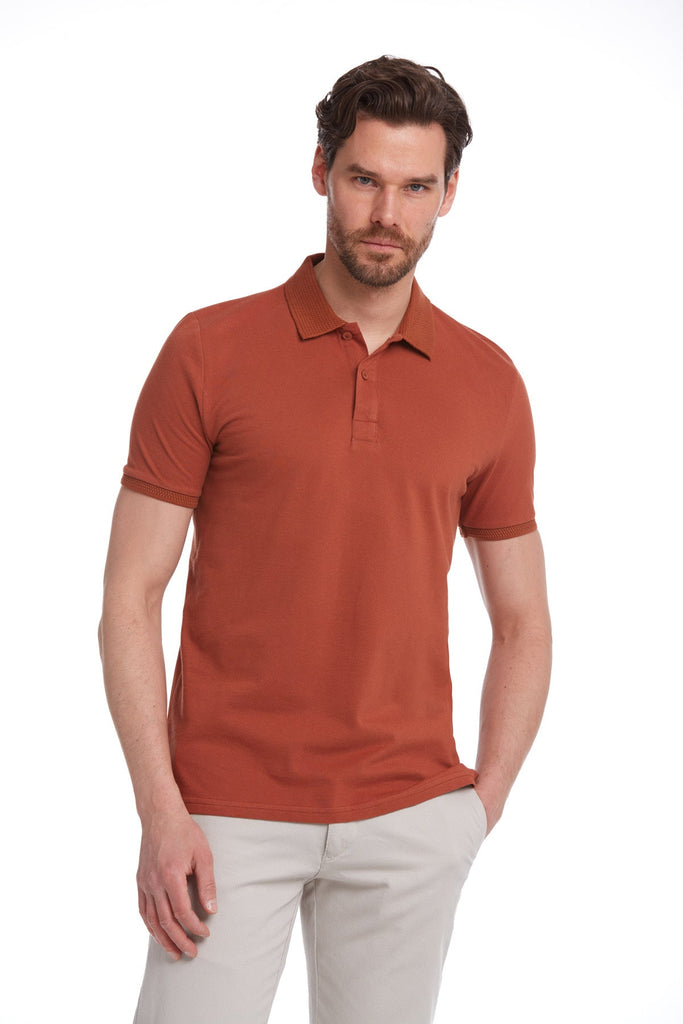 Regular Fit Basic Cotton Polo T-shirt Cinnamon - MIB
