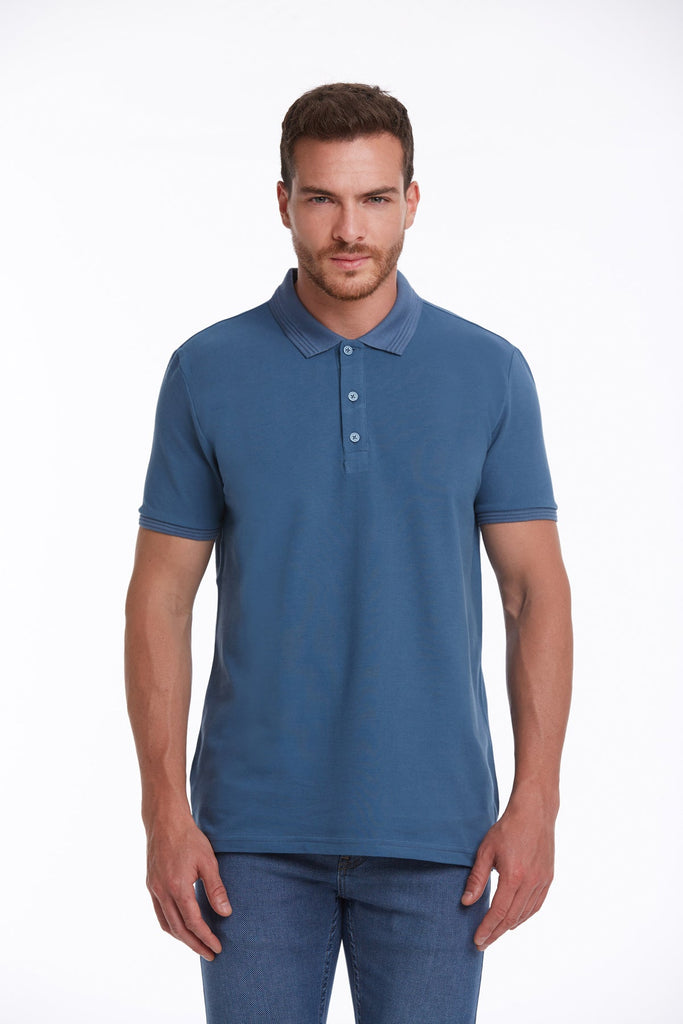 Regular Fit Basic Cotton Polo T-shirt Indigo - MIB