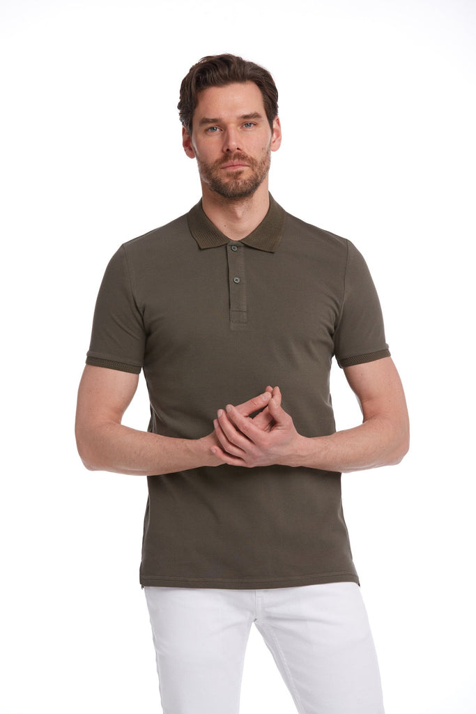 Regular Fit Basic Cotton Polo T-shirt Khaki - MIB