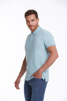 Regular Fit Basic Cotton Polo T-shirt Light. Blue - MIB