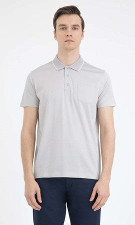 Regular Fit Basic Cotton Polo T-shirt Light Gray - MIB