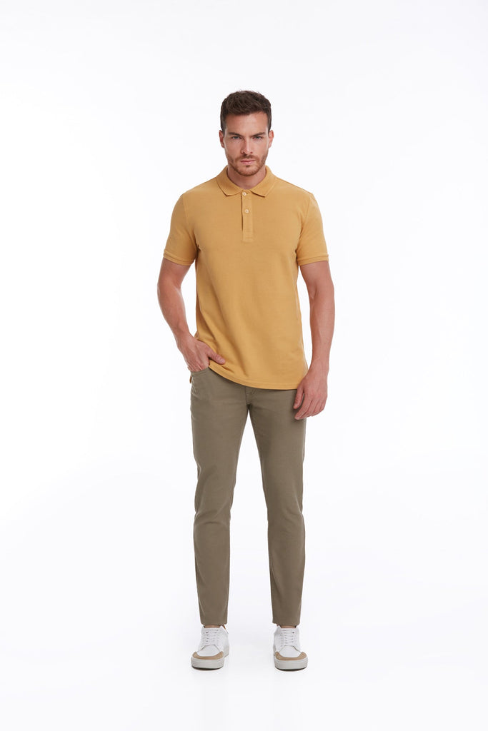 Regular Fit Basic Cotton Polo T-shirt Mustard - MIB