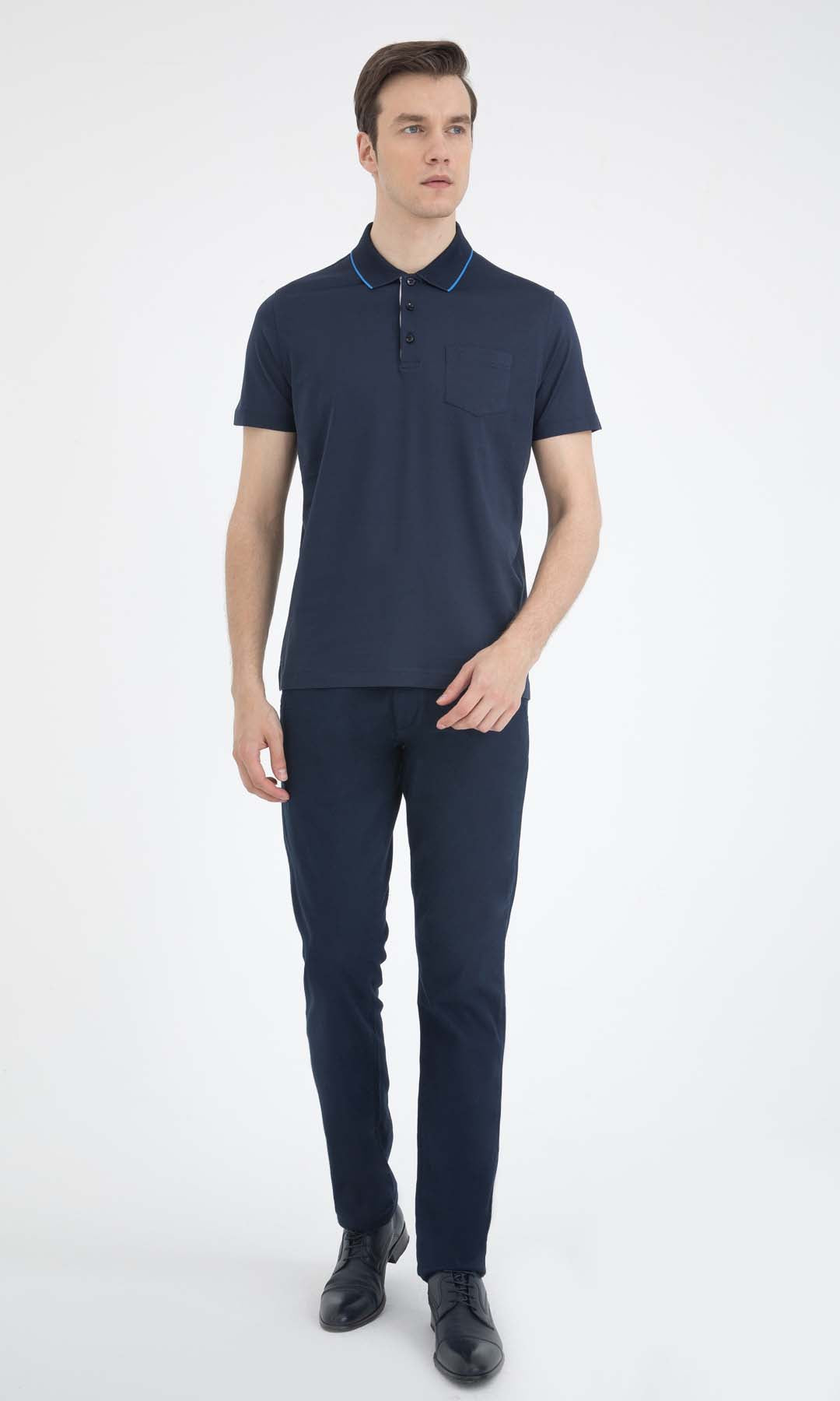 Regular Fit Basic Cotton Polo T-shirt Navy - MIB