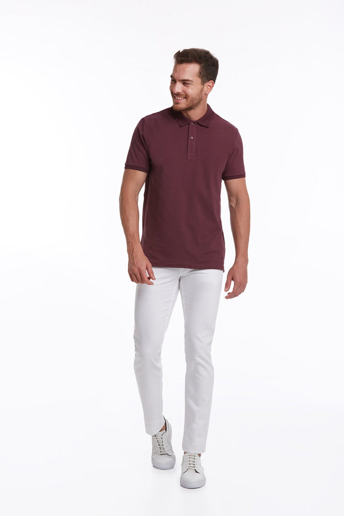 Regular Fit Basic Cotton Polo T-shirt Purple - MIB