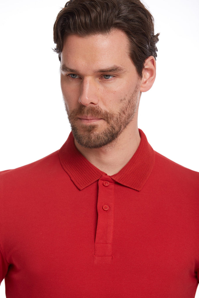 Regular Fit Basic Cotton Polo T-shirt Red - MIB