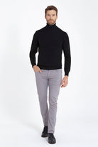 Regular Fit Basic Plain Black Turtleneck Sweater - SAYKI