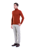 Regular Fit Basic Plain Brick Turtleneck Sweater - SAYKI