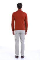 Regular Fit Basic Plain Brick Turtleneck Sweater - SAYKI