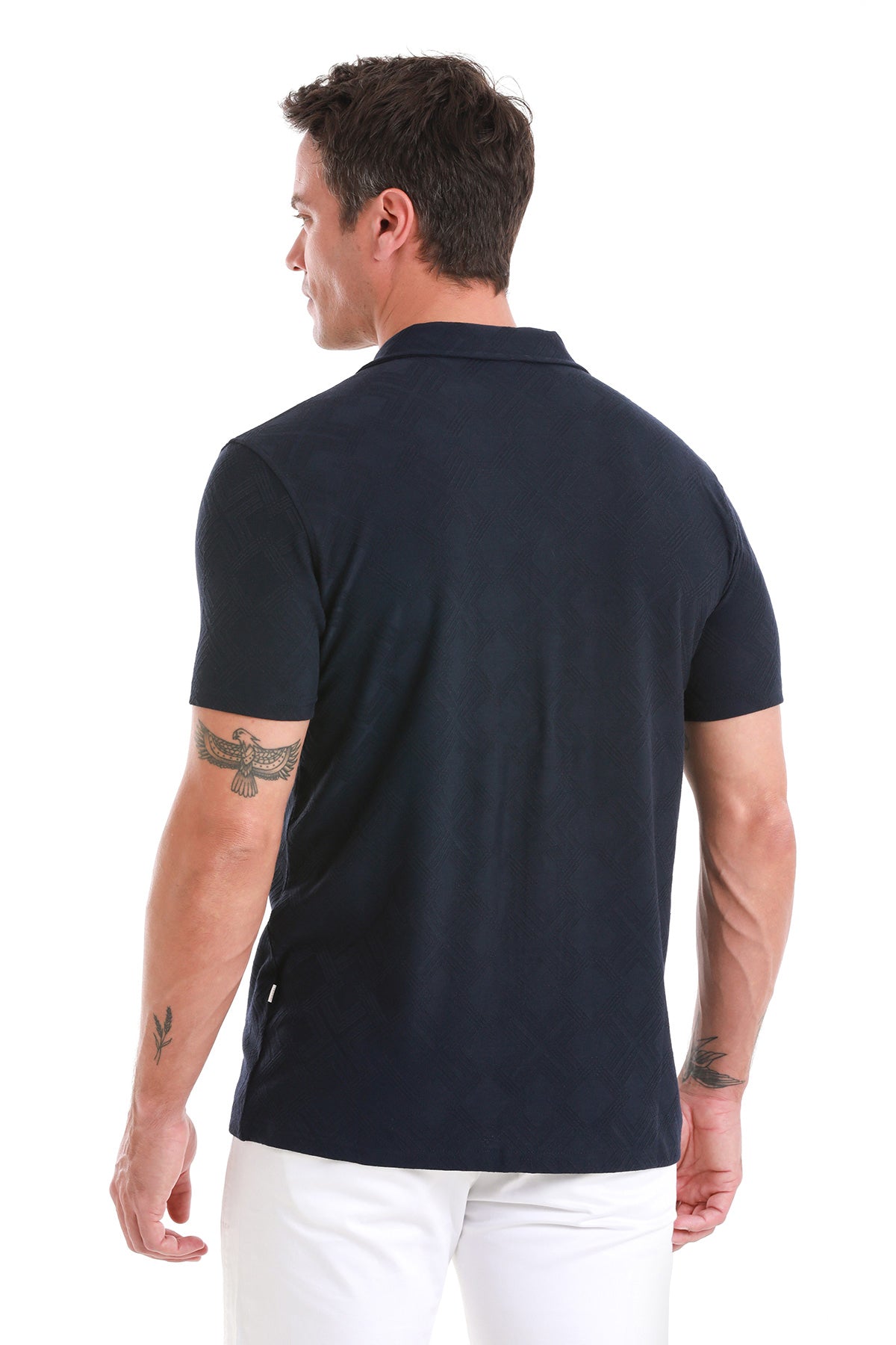 Regular Fit Basic Plain Cotton Blend Navy Polo T-Shirt - MIB