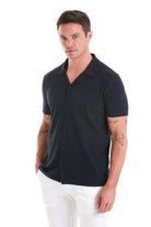 Regular Fit Basic Plain Cotton Blend Navy Polo T-Shirt - MIB