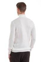 Regular Fit Basic Plain Ecru Turtleneck Sweater - SAYKI